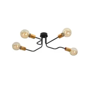 Emibig Harmony Black/Copper Multi Arm Semi Flush Ceiling light 4x E27