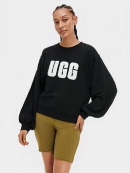 Ugg Fuzzy Logo Brook Crewneck Jumper Black