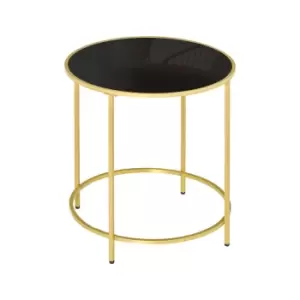 Homcom Round Side Table With Tempered Glass Tabletop For Living Room Bedroom