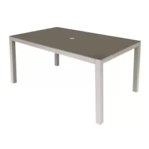 Dellonda Fusion Aluminium Glass Garden Dining Table with Parasol Hole, Light Grey