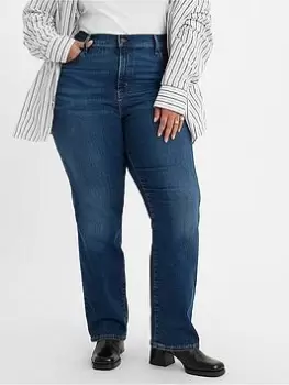 Levis Plus 724 Plus Hi Rise Straight Jean - Blue Wave Dark, Blue, Size Us 22 = UK 24, Inside Leg Short, Women