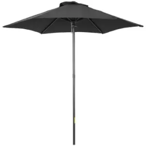 Outsunny 2M Parasol Patio Umbrella Outdoor Sun Shade With 6 Ribs - Black