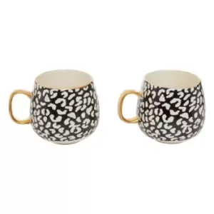 Interiors by PH Set Of 2 Ceramic Mugs - Leopard Print