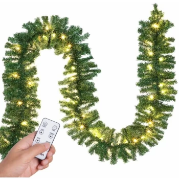 Christmas Garland Fir Remote Control Christmas Decoration 5m 10m Lighting Chain 5m 100 LEDs + remote - Casaria