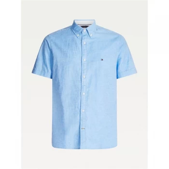 Tommy Hilfiger Cotton Linen Short Sleeve Shirt - Blue C39