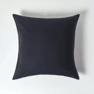 Black Continental Egyptian Cotton Pillowcase 200 Thread Count, 60 x 60cm - Black - Black - Homescapes