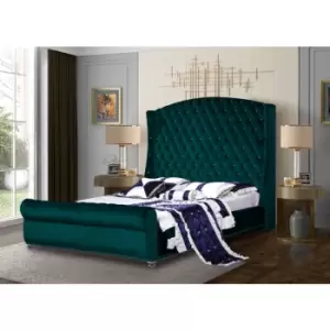 Rosio Upholstered Beds - Plush Velvet, King Size Frame, Green - Green