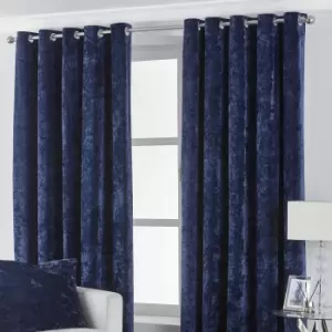 Verona Crushed Velvet Eyelet Curtains Navy