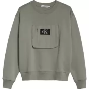 Calvin Klein Jeans Mix Media Ribstop Sweatshirt - Green