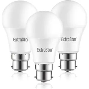 7W LED A60 Ball Bulb B22 Daylight 6500K (Pack of 3)