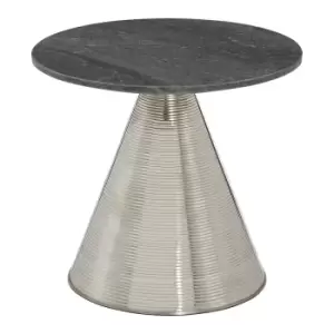 Table with Grey Marble Top and Silver Finish Base