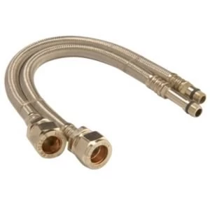 Monobloc flexible tap connector Dia15mm Dia10mm L300mm Pack of 2