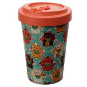 Lucky Cat Reusable Screw Top Bamboo Composite Travel Mug