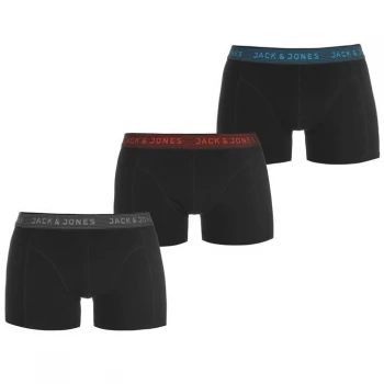 Jack and Jones Branded Waistband 3 Pack Trunks - Blu/Red/Asp