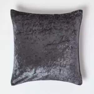 Homescapes - Dark Grey Luxury Crushed Velvet Cushion Cover, 45 x 45cm - Grey