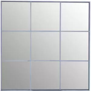 Premier Housewares - Grid Wall Mirror with Silver Finish Frame