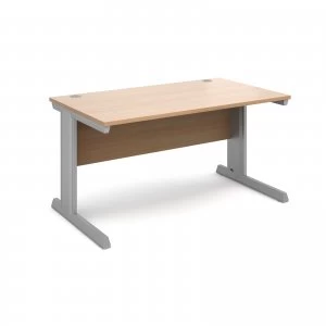 Vivo Straight Desk 1400mm x 800mm - Silver Frame Beech Top