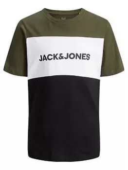 Jack & Jones Junior Boys Logo Blocking T-Shirt - Forest Night, Forest Night, Size 10 Years