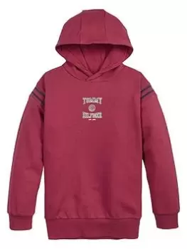 Tommy Hilfiger Girls Varsity Slouchy Hoodie - Cranberry, Cranberry, Size Age: 14 Years, Women