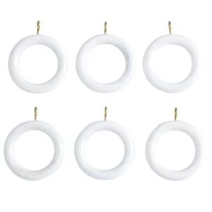 Colours Modern White Wood Curtain ring Dia28mm