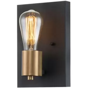 Quintiesse Hinkley Silas Wall Lamp Aged Zinc & Heritage Brass