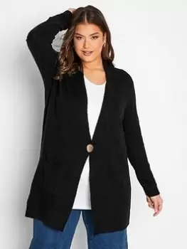 Yours Button Detail Cardigan Black, Size 22-24, Women