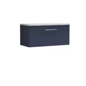 Nuie Arno 800mm Wall Hung Single Drawer Vanity & Bellato Grey Laminate Top Electric Blue