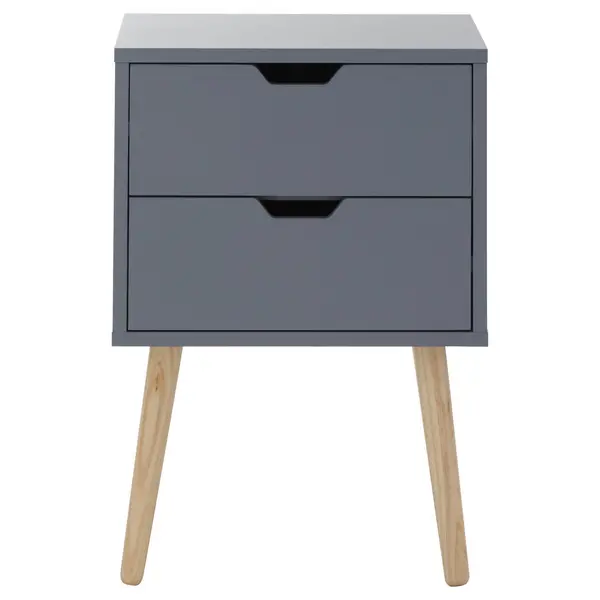 Nyborg 2 Drawer Bedside Table Dark Grey