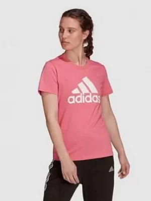 adidas Essentials Big Logo Tee, Rose, Size 2XL, Women