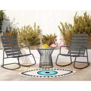 Roberta Mid Century Rocker 3 Piece Set, Charcoal