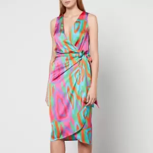 Never Fully Dressed Reeve Vienna Satin-Crepe Midi Wrap Dress - M