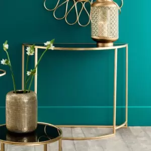 Pacific Veneziano Console Table, Iron & Glass Black/Gold