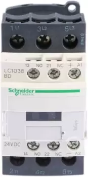 Schneider Electric TeSys D LC1D 3 Pole Contactor - 38 A, 24 V dc Coil, 3NO, 18.5 kW