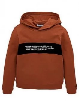 Calvin Klein Jeans Boys Flock Logo Hoodie - Cognac