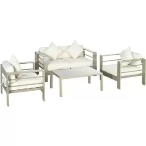 Outsunny - 4 PCs Aluminium Garden Furniture Set w/ Thick Padded Cushion - Gold Tone