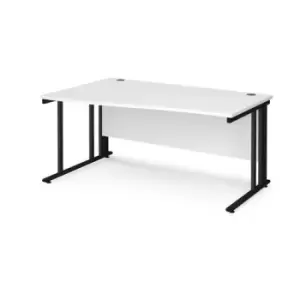 Office Desk Left Hand Wave Desk 1600mm White Top With Black Frame Maestro 25 MCM16WLKWH