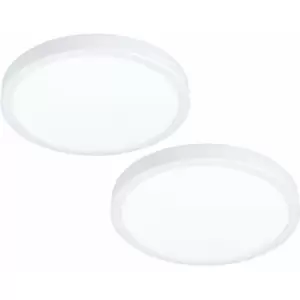 2 pack Wall Flush Ceiling Light Colour White Shade White Plastic LED 20W Incl