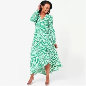 Biba Zebra Wrap Dress - Green