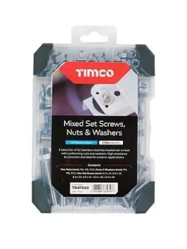 Timco Set Screws Nuts Washers - A2 Stainless Steel Mixed Tray - 206Pcs