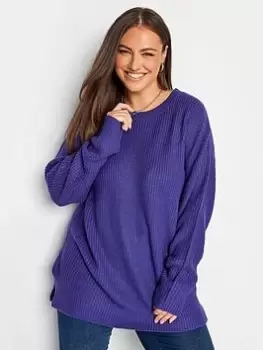 Yours Ribbed Drop Shoulder Purple, Purple, Size 22-24, Women