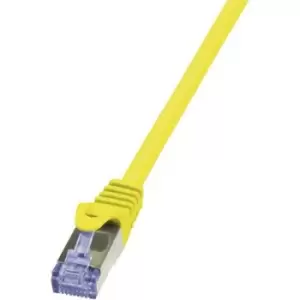 LogiLink CQ3017S RJ45 Network cable, patch cable CAT 6A S/FTP 25.00cm Yellow Flame-retardant, incl. detent