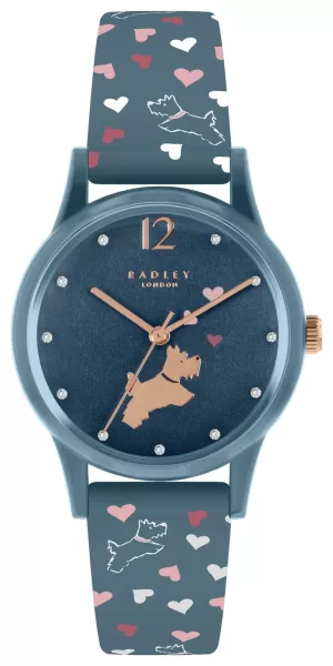 Radley Ladies Vintage Blue Heart Silicone Strap Watch