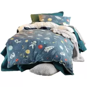 Linen House Childrens/Kids Space Race Duvet Cover Set (Toddler) (Blue) - Blue