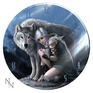 Wolf Protector Glass Clock