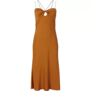 Calvin Klein Micro Strap Twist Slip Dress - Orange