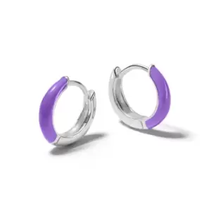 Daisy London 925 Sterling Silver Purple Huggie Hoop Earrings Sterling Silver