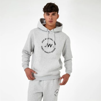 Jack Wills Circle Graphic Hoodie - Lt Ash Marl