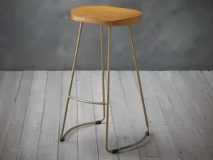 LPD Bailey Pine and Gold Metal Bar Stool