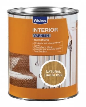 Wickes Quick Drying Interior Varnish - Natural Oak Gloss 750ml