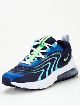 Nike Air Max 270 React Eng Junior Trainer - Black/Blue, Size 3